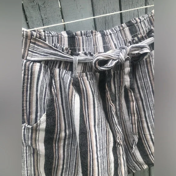 Knox Rose Women’s Linen Striped Paperbag Shorts With Tie Belt Size XXL - Picture 2 of 5